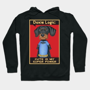 Dachshund in super hero outfit Hoodie
